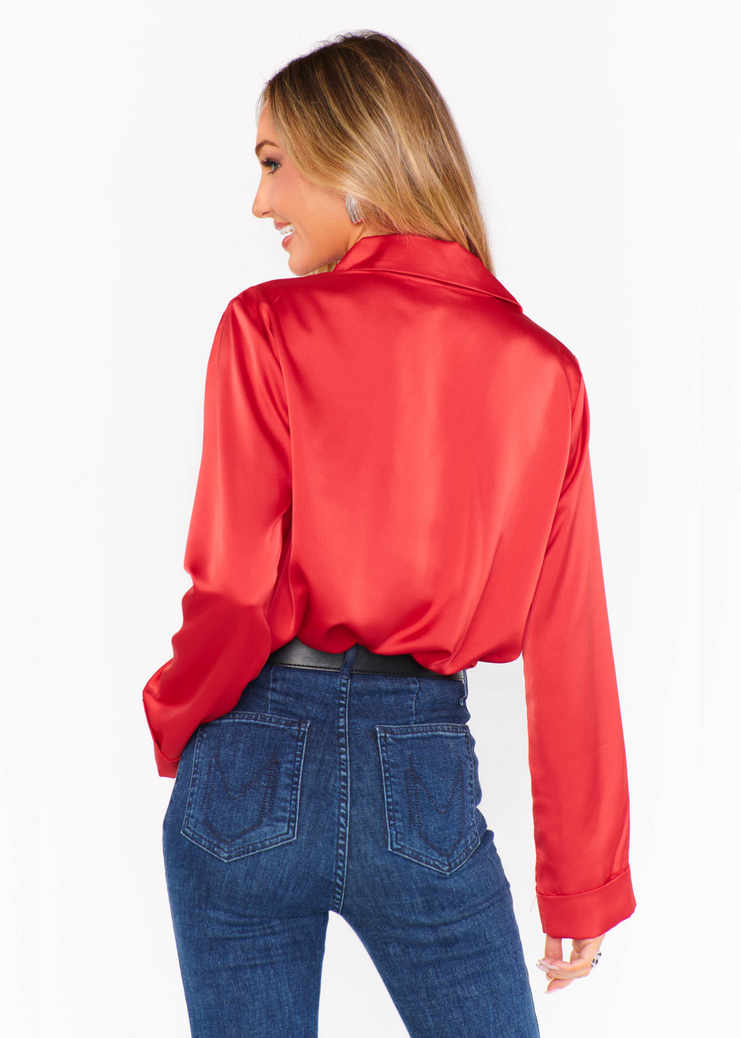 Show Me Your Mumu Smith Button Down - Red Luxe Satin