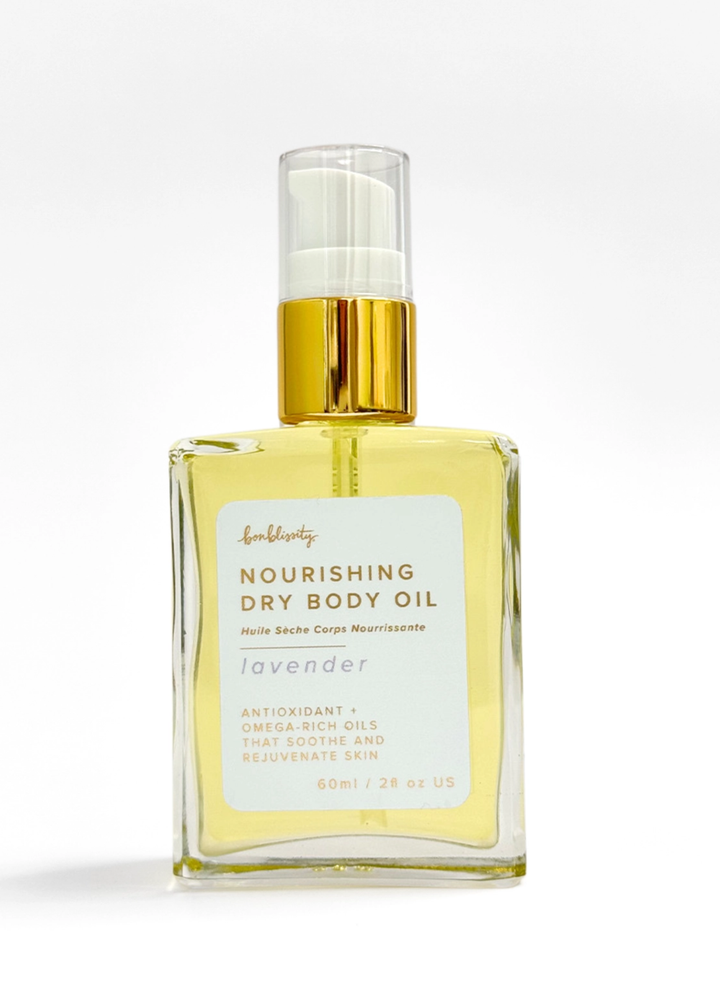 Lavender nourishing body oil bottle