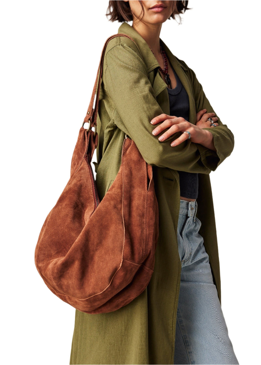 Free People Roma Suede Tote - Rust