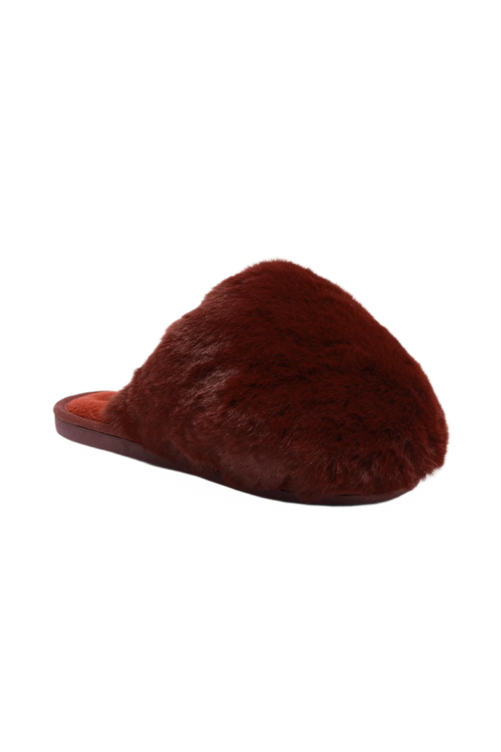 Free People Snowball Slipper - Cabernet Faux Fur