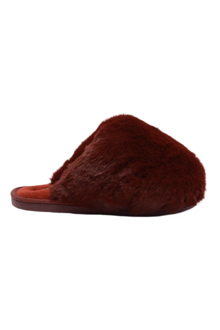 Free People Snowball Slipper - Cabernet Faux Fur