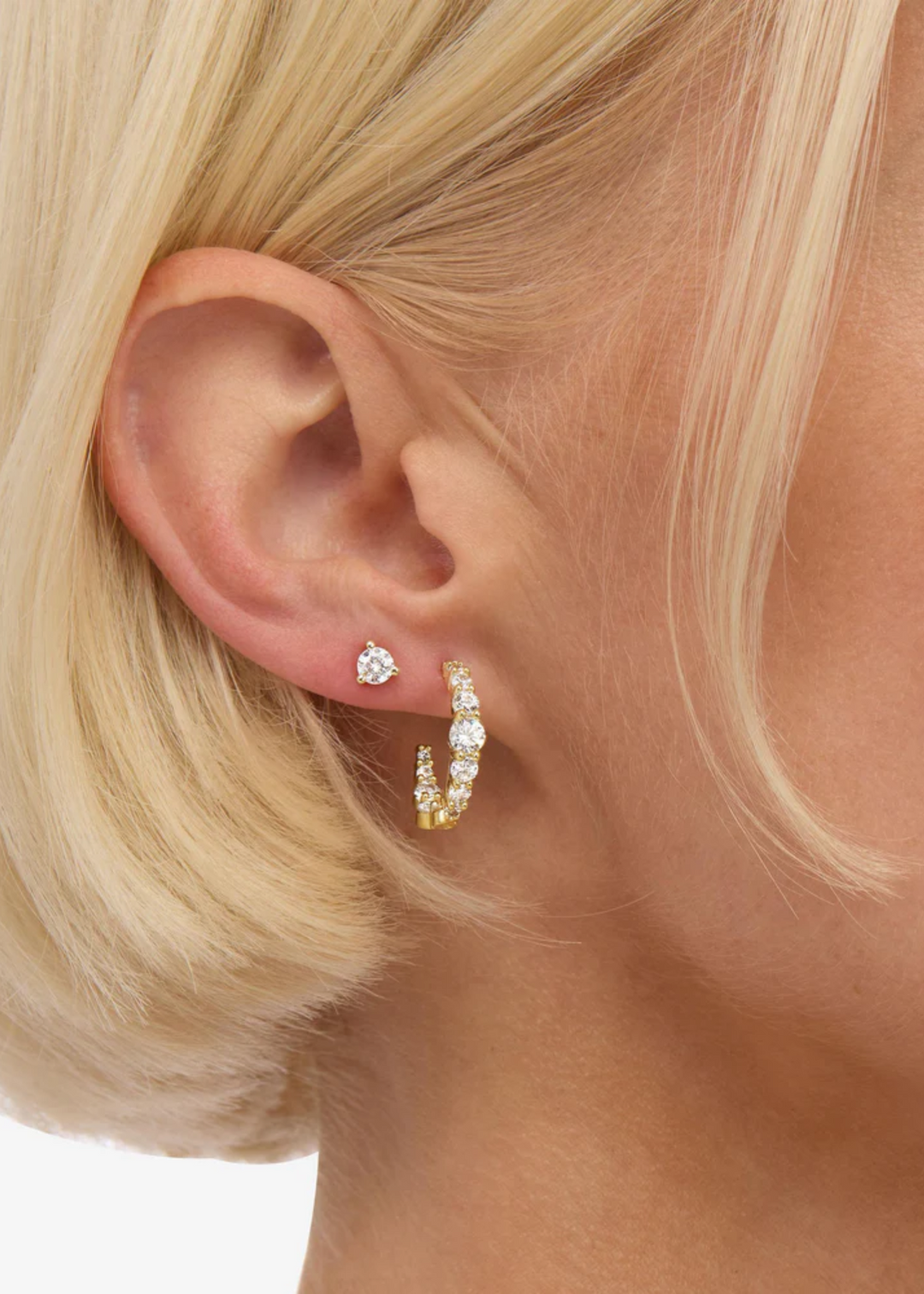 Melinda Maria Oh She Fancy Graduated .75" Hoops - Gold/White Crystal