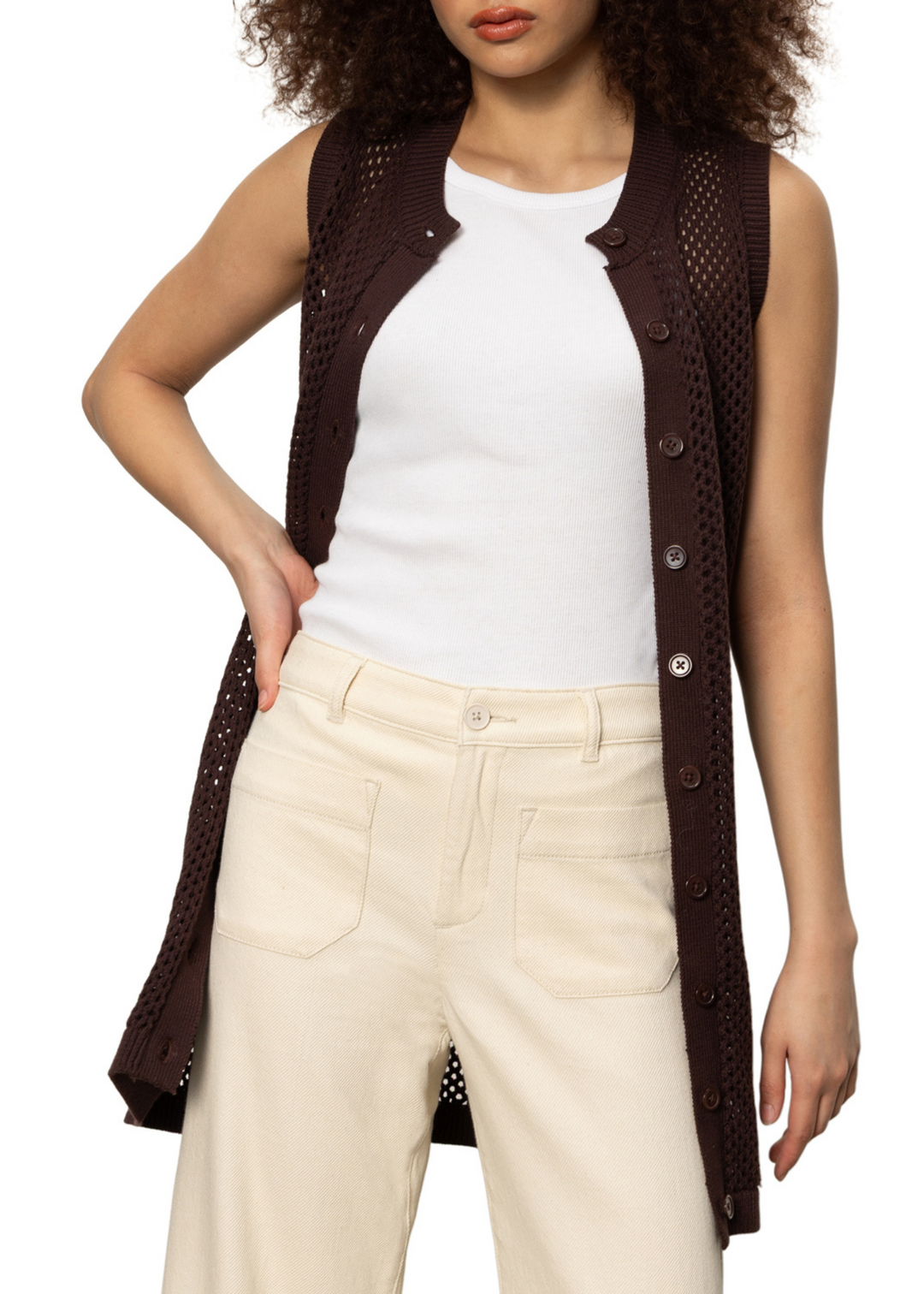 Sanctuary Clothing Long Openwork Vest