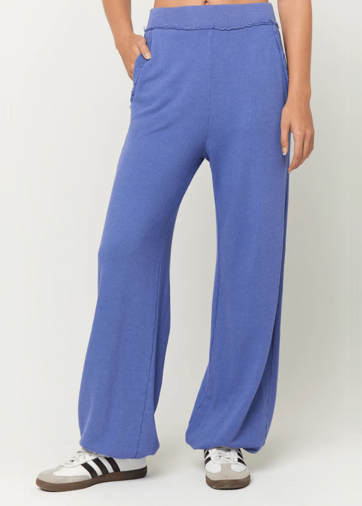 Project Social T washed blue high rise wide leg joggers