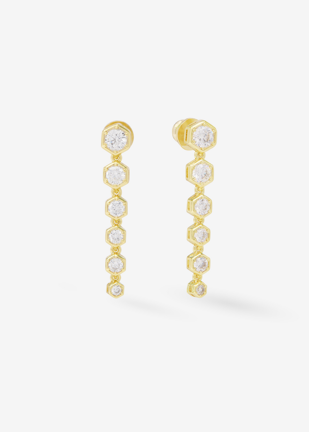 Women's gold framed diamond drop earrings