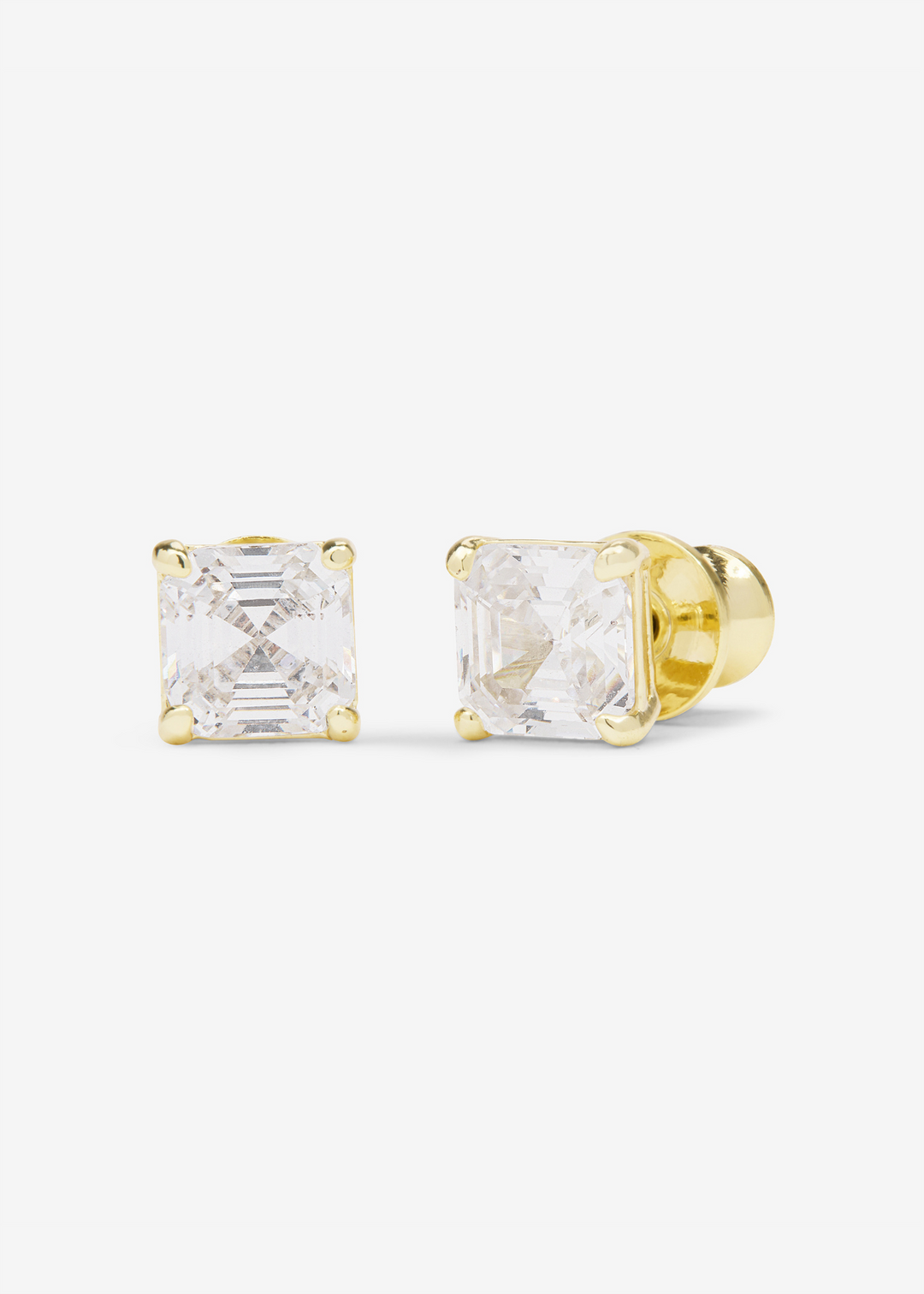 Women's square diamond studs in gold