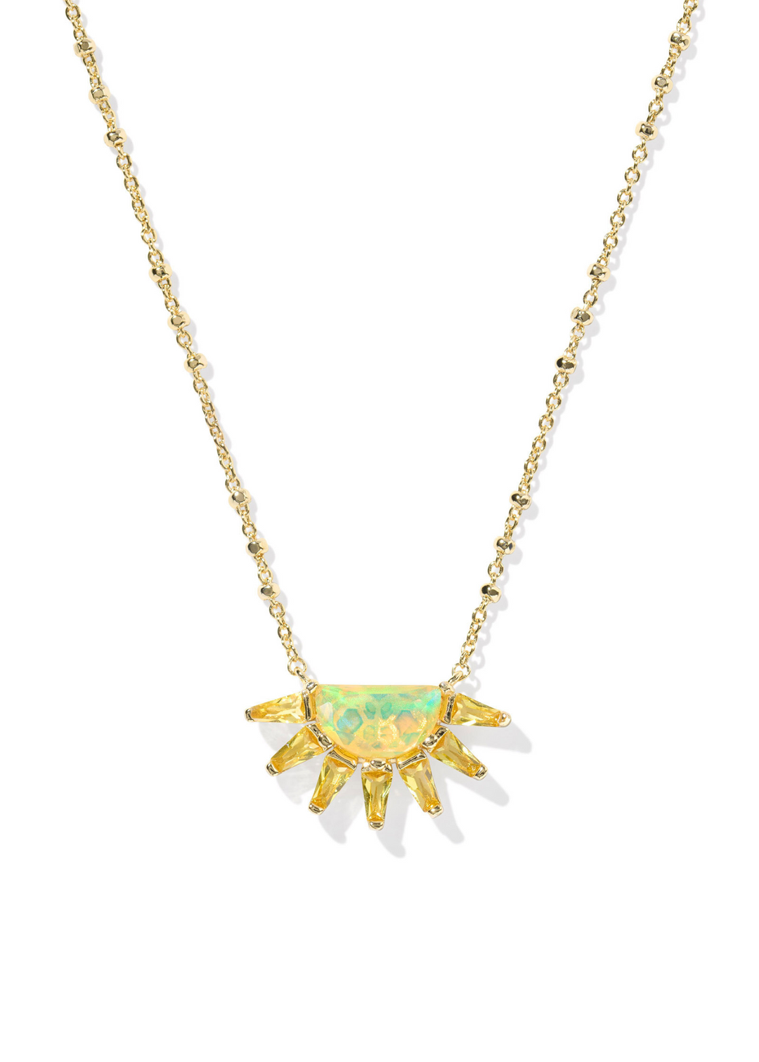 Kendra Scott Samantha Sun Short Pendant Necklace in Gold/Yellow Opalescent Resin