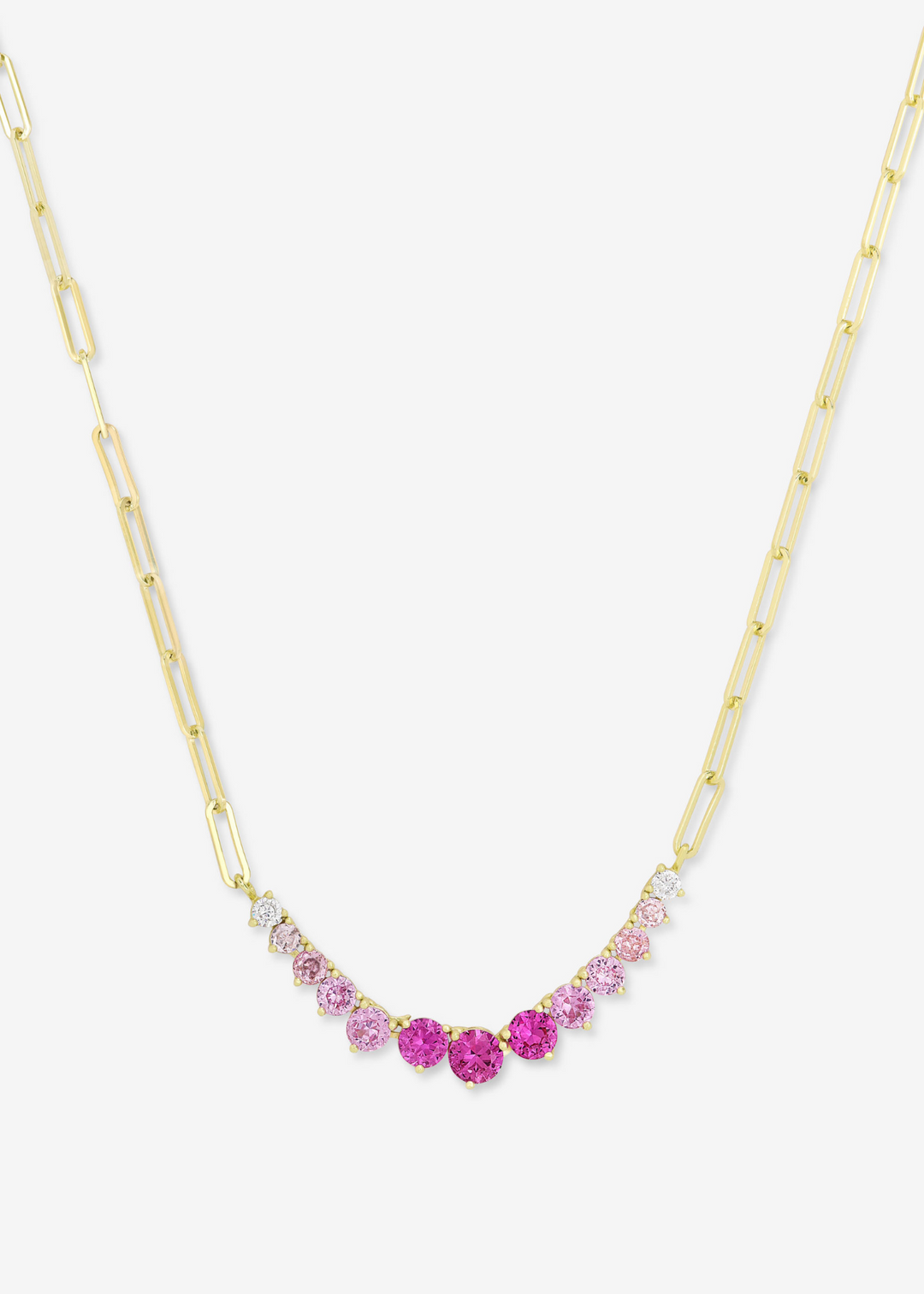 Melinda Maria Not Your Basic Graduated Ombre Samantha Tennis Necklace in Gold/Pink Sapphire Ombre