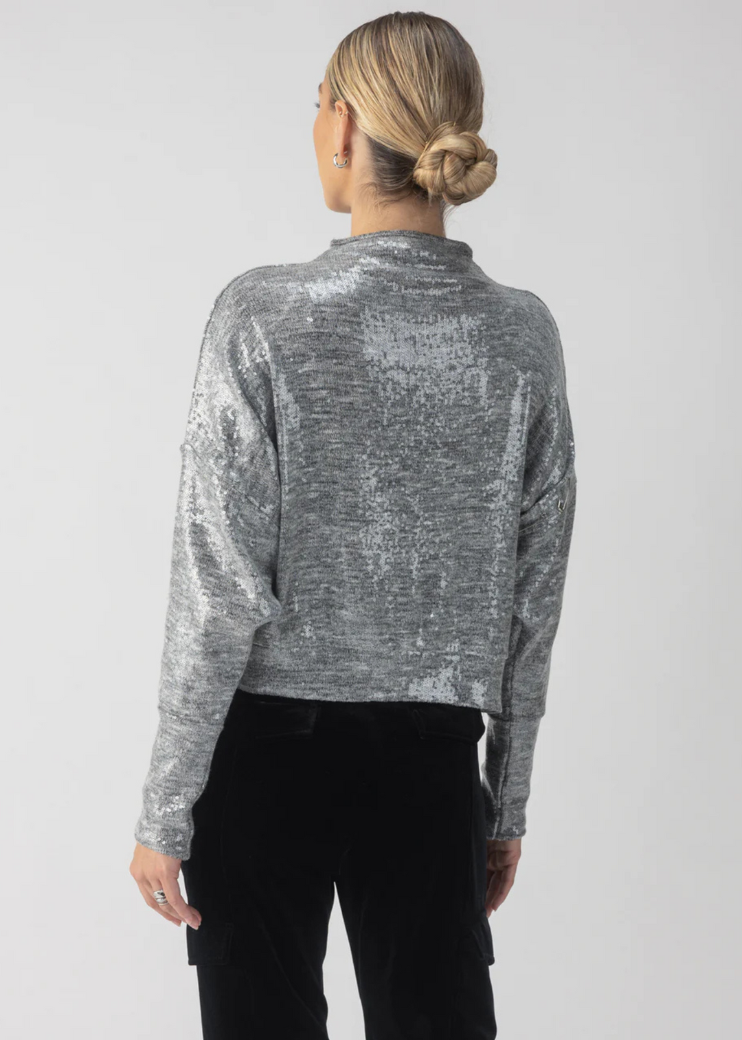 Sanctuary Clothing Sequin Funnel Neck Top