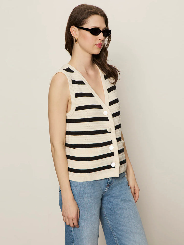 Sanctuary Clothing Textured Sweater Vest - Macrame/Black Stripe