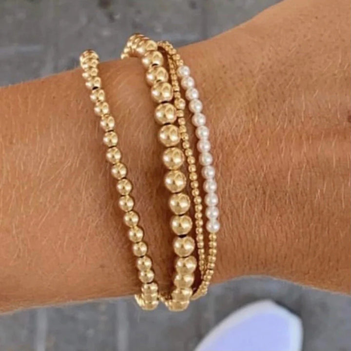 Classic Gold Beaded Bliss 2.5mm Bead Bracelet - 5mm Pearl