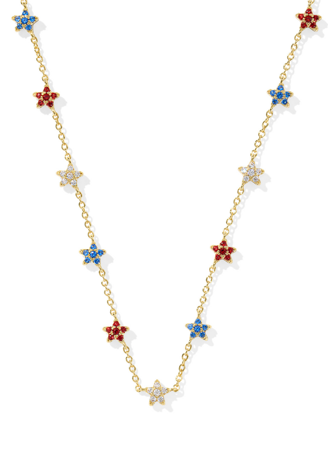 Kendra Scott Sierra Star Crystal Strand Necklace in Gold/Red White Blue Mix