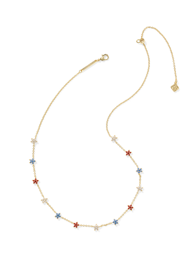 Kendra Scott Sierra Star Crystal Strand Necklace - Gold/Red White Blue Mix