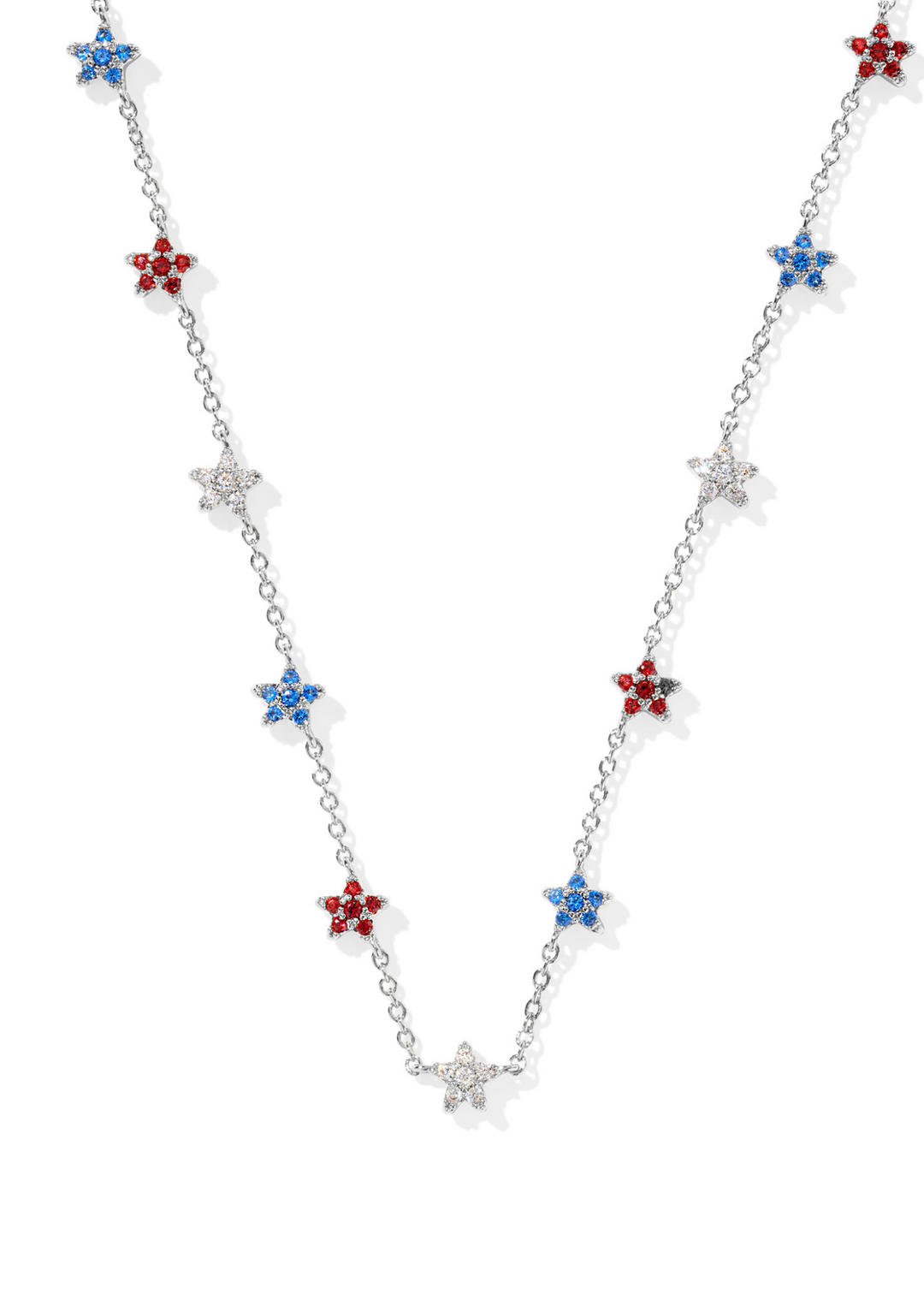 Kendra Scott Sierra Strand Necklace in Rhodium/Red White Blue Mix