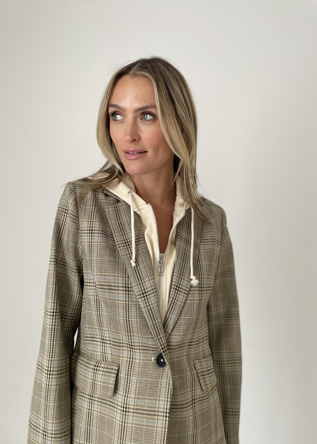 Six Fifty Drew Hooded Blazer - Brown Plaid