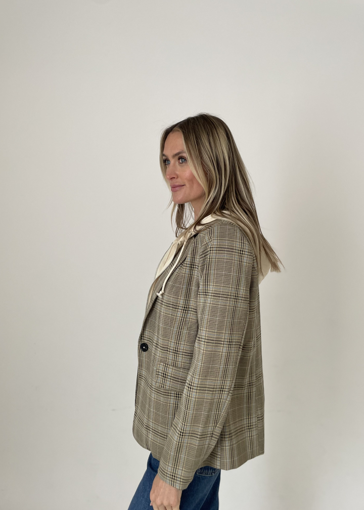 Six Fifty Drew Hooded Blazer - Brown Plaid