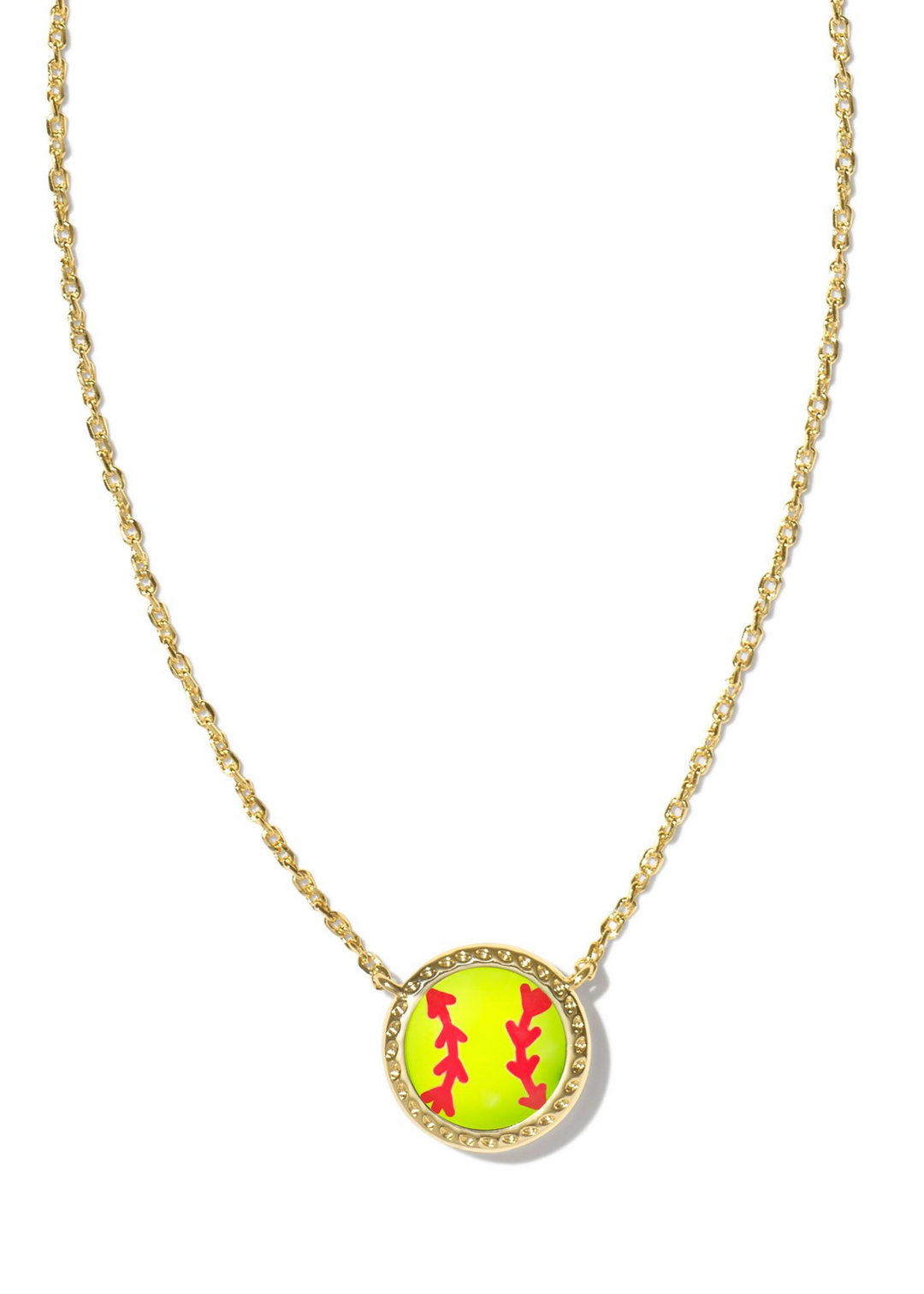 Kendra Scott Softball Short Pendant Necklace in Gold/Chartreuse Magnesite