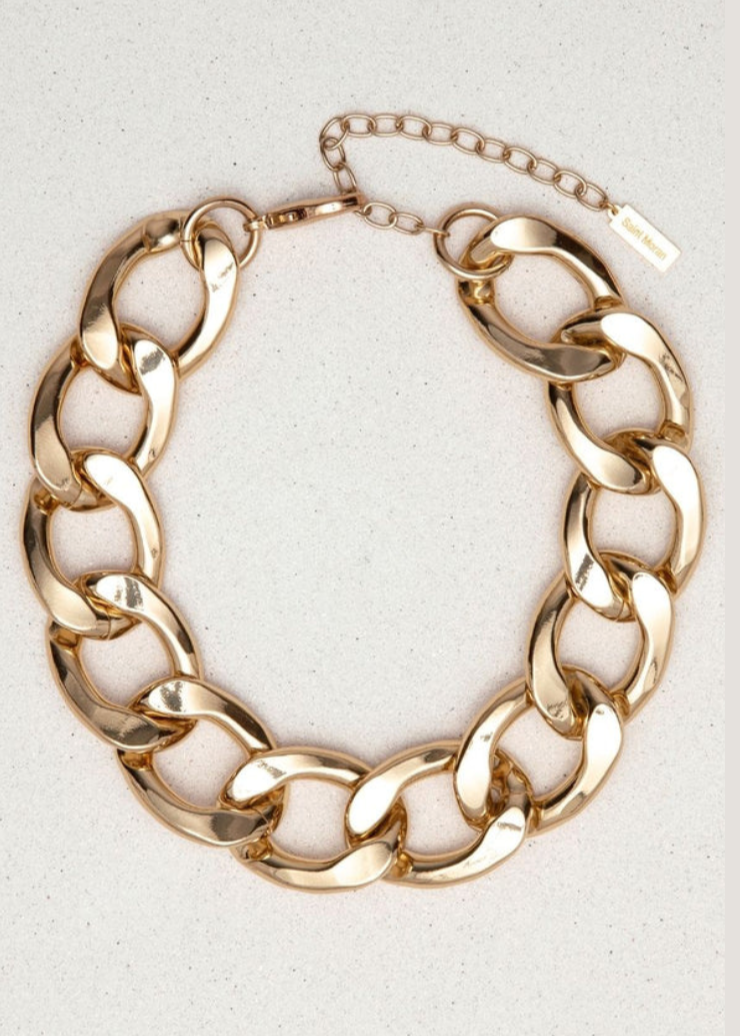 gold large chunky chain choker necklace