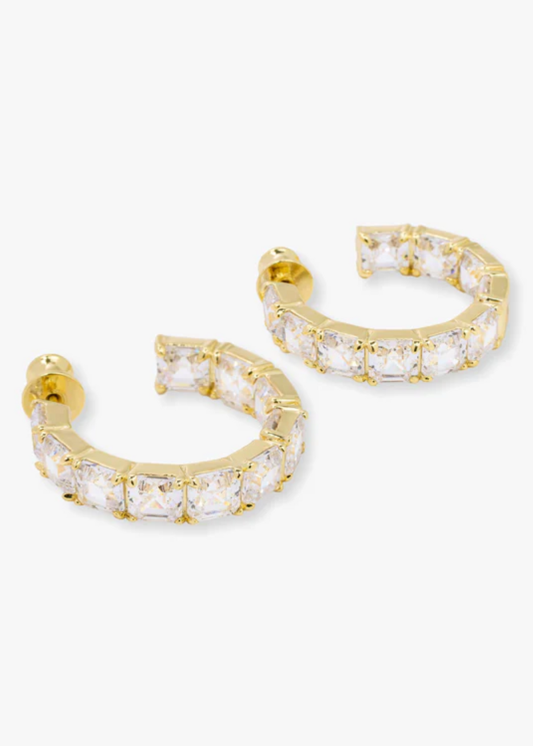 Melinda Maria The Queens 1" Hoops - Gold/White Crystal