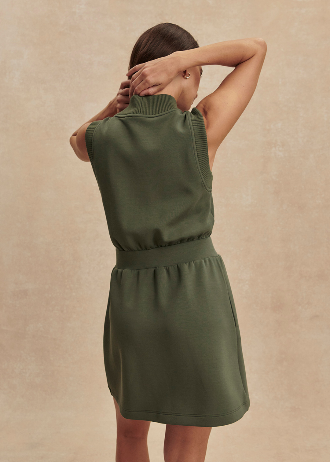 varley green dress Varley Polyanne Half-Zip Mini Dress
