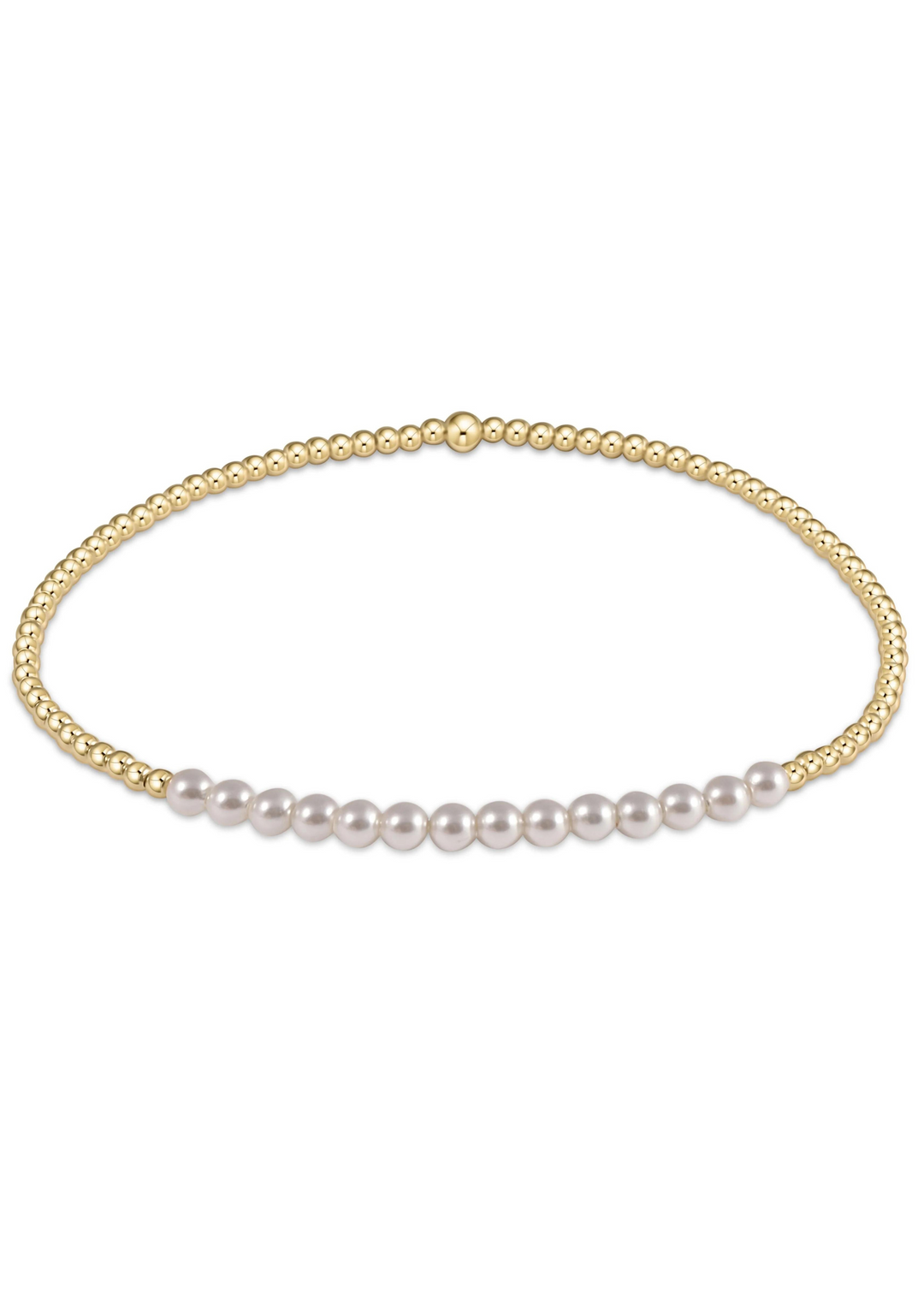 Classic Gold Beaded Bliss 3mm Bead Bracelet - 6mm Pearl