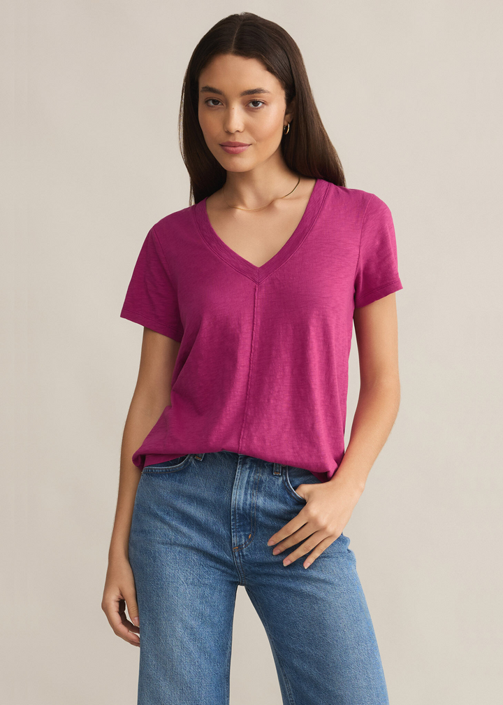 Z Supply Asher V-Neck Tee in Magenta