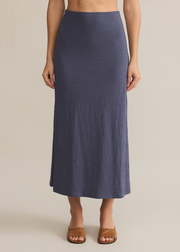 Z Supply Delavine Textured Midi Skirt in Worn Blue