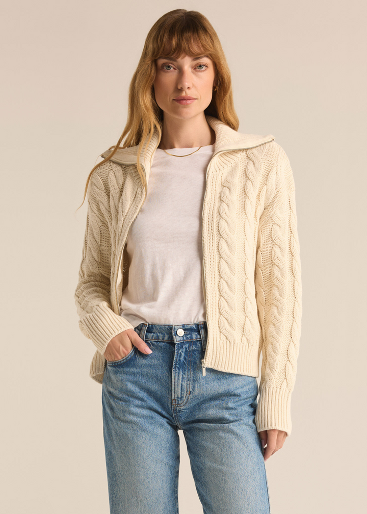 Z Supply Hemingway Cable Cardigan in Sea Salt