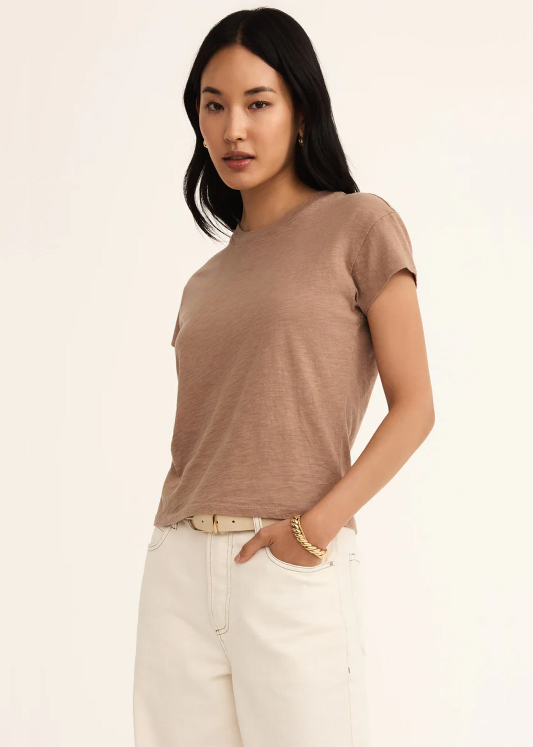 Z Supply Modern Slub Tee in Iced Coffee