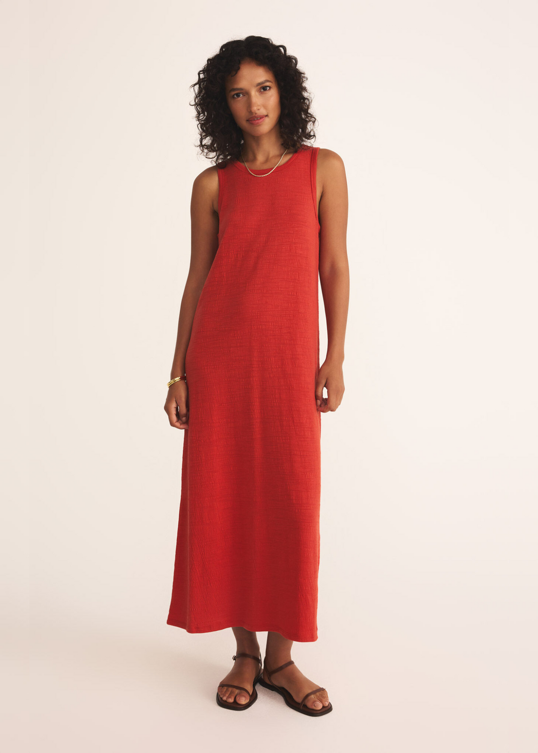 Z Supply Mystic Textured Midi Dress in Cabana Red
