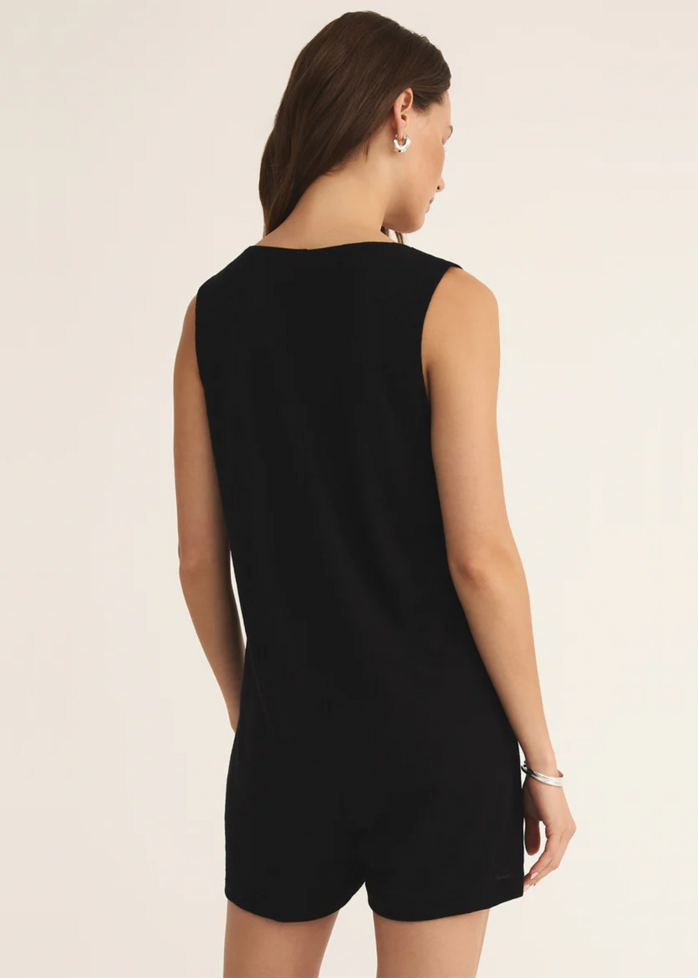Women's black textured romper