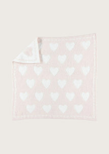 Barefoot Dreams CozyChic Dream Receiving Blanket - Pink/White/Hearts
