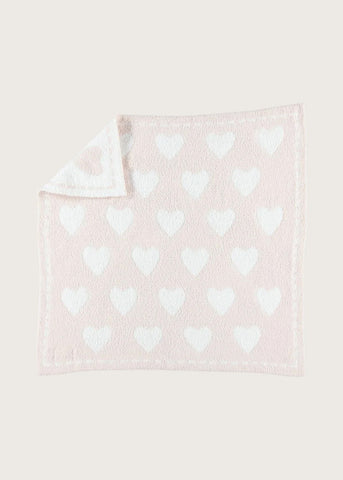 Barefoot Dreams CozyChic Dream Receiving Blanket - Pink/White/Hearts