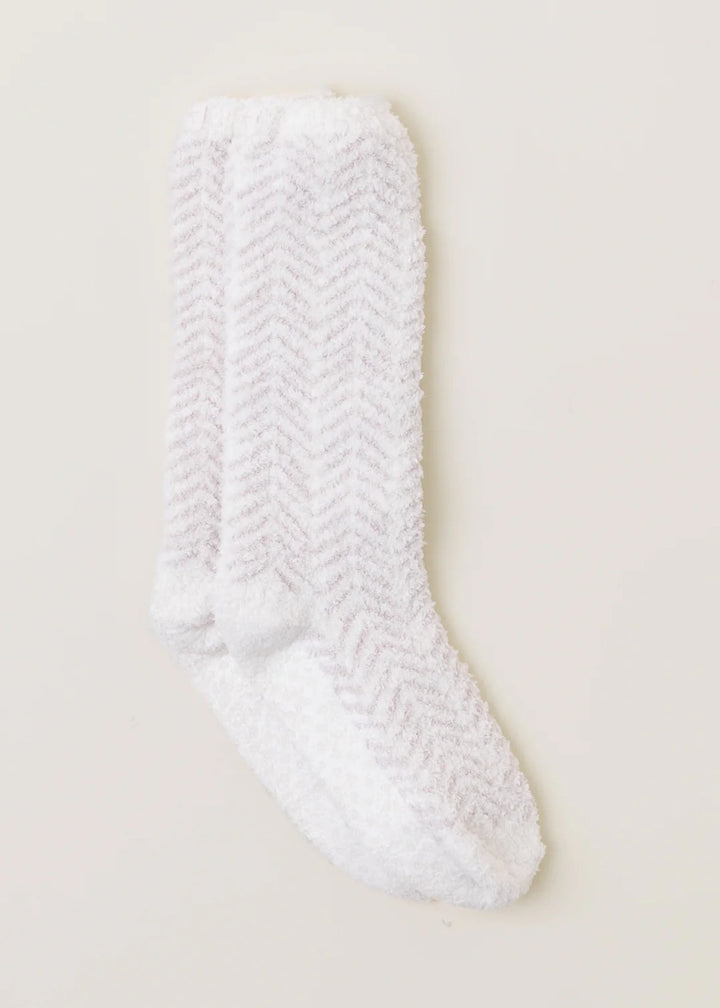 Barefoot Dreams CozyChic Women's Herringbone Socks - Cream/Stone