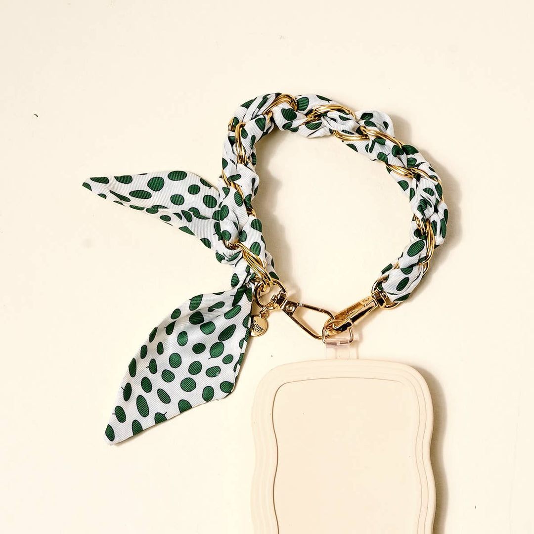 Call Me Later Phone Scarf – Olive Dot