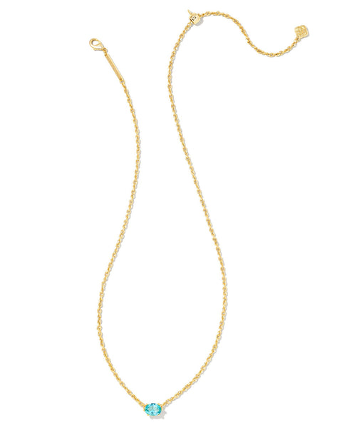 Cailin Crystal Pendant Necklace - Gold/Aqua Crystal