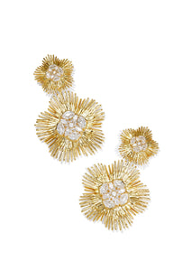 Dira Crystal Statement Earrings - Gold/White Mix