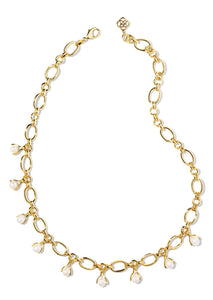 Ashton Pearl Chain Necklace - Gold/White Pearl