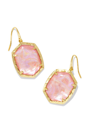 Daphne Drop Earrings - Gold/Light Pink Iridescent Abalone