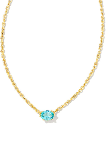 Cailin Crystal Pendant Necklace - Gold/Aqua Crystal
