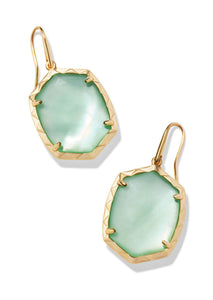Daphne Drop Earrings - Gold/Light Green Mother of Pearl