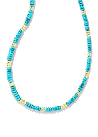 Deliah Strand Necklace - Gold/Variegated Turquoise Magnesite
