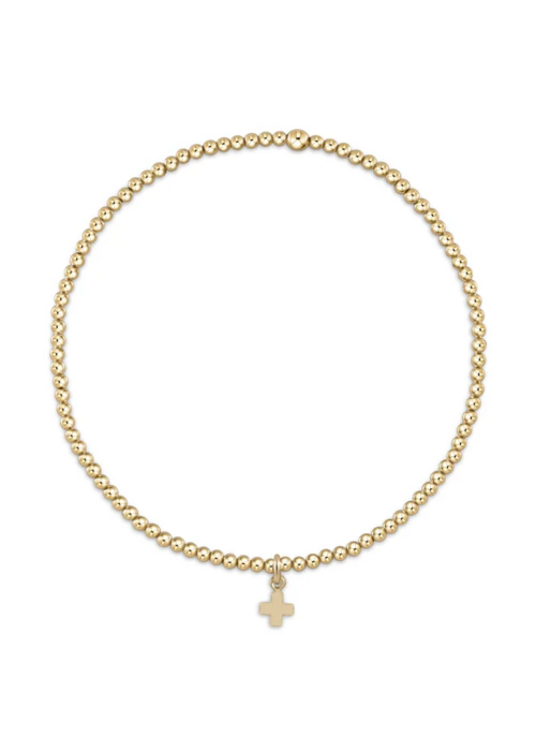 egirl Classic Gold 2mm Bead Bracelet - Signature Cross Small Gold Charm