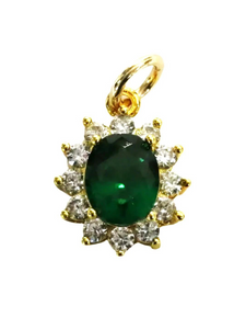 Gemstone Charm - Gold/Emerald