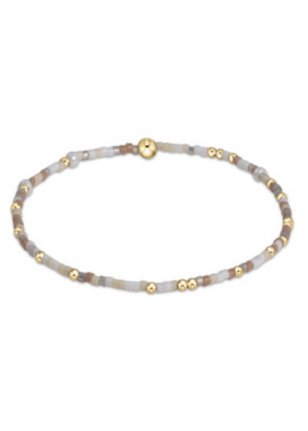 enewton Design Hope Unwritten Stretch Bracelet in Apple Bottom Jenas, featuring a blend of white, cream, dusty pink beads with gold accents