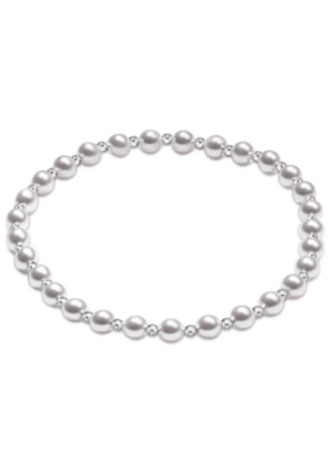 Classic Grateful Pattern Sterling 4mm Bead Bracelet - Pearl