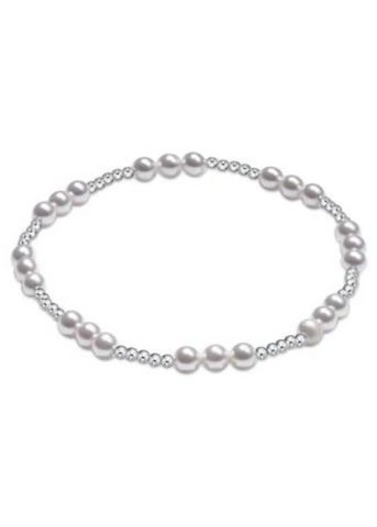 Classic Joy Pattern Sterling 4mm Bead Bracelet - Pearl