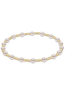 Classic Sincerity Pattern 4mm Bead Bracelet - Pearl (enewton extends)
