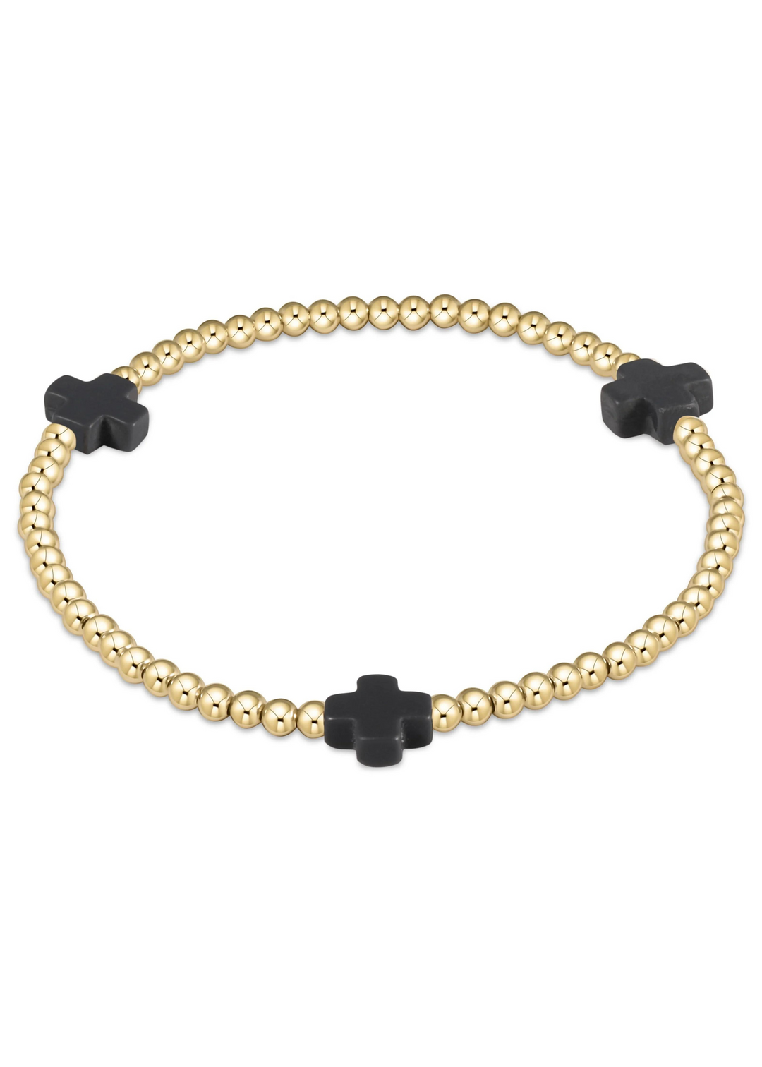 enewton Extends - Signature Cross Gold Pattern 3mm Bead Bracelet - Charcoal