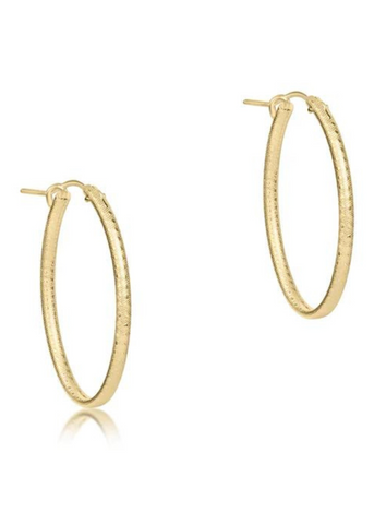 Oval Gold 1" Hoop Earrings - Textured